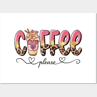 Leopard Coffee Please Valentine Day Posters and Art